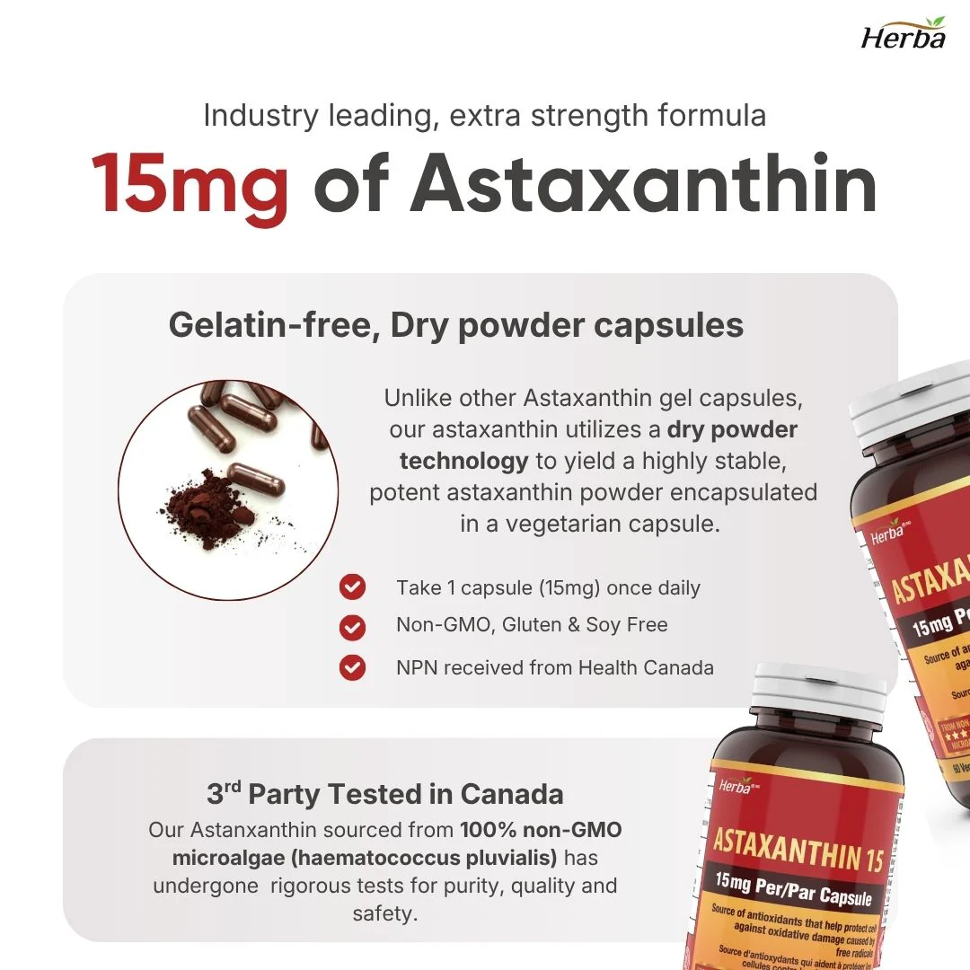 Astaxanthin Supplement 15mg – 60 Vegetable Capsules | Made in Canada - Image 6