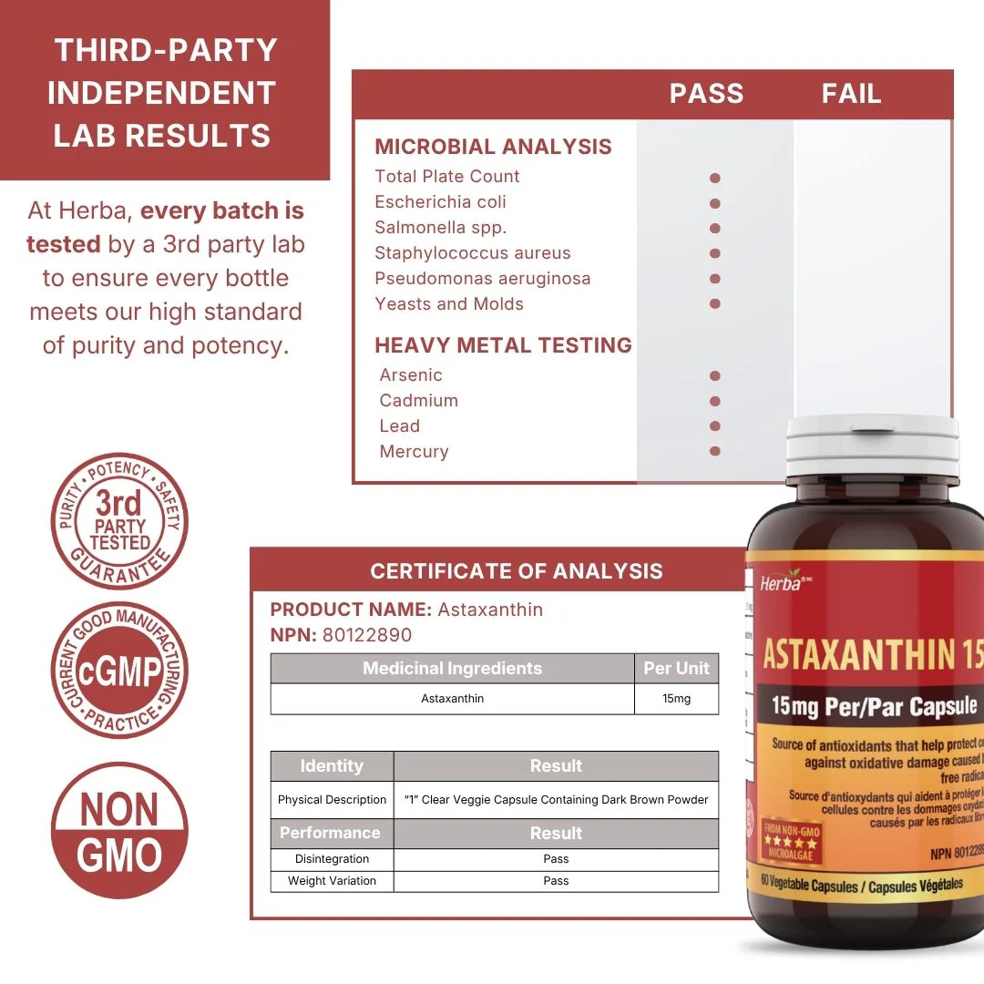 Astaxanthin Supplement 15mg – 60 Vegetable Capsules | Made in Canada - Image 9
