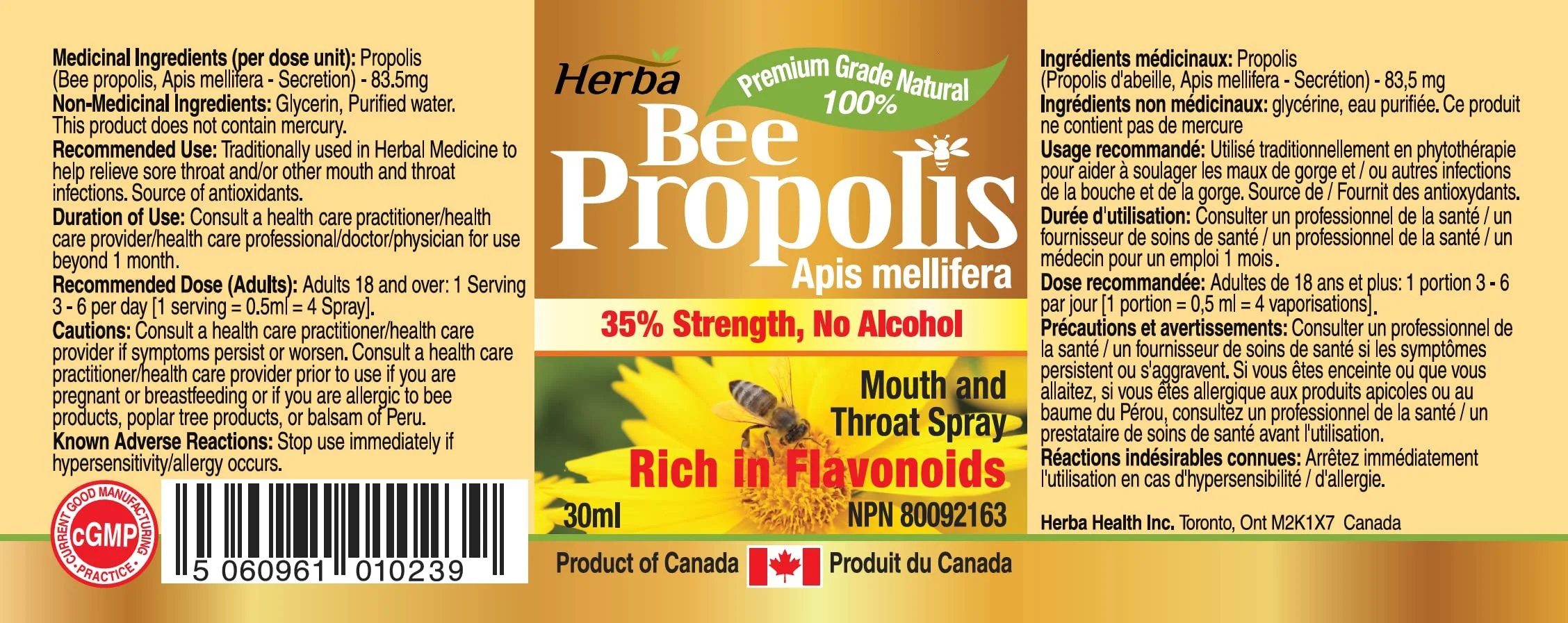 Bee Propolis Spray 30ml - No Alcohol - Image 2