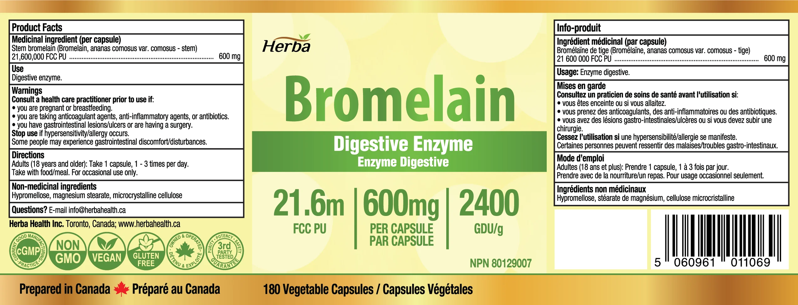 Bromelain Supplement 600mg – 180 Capsules | 2,400 GDU/g Max Potency - Image 2
