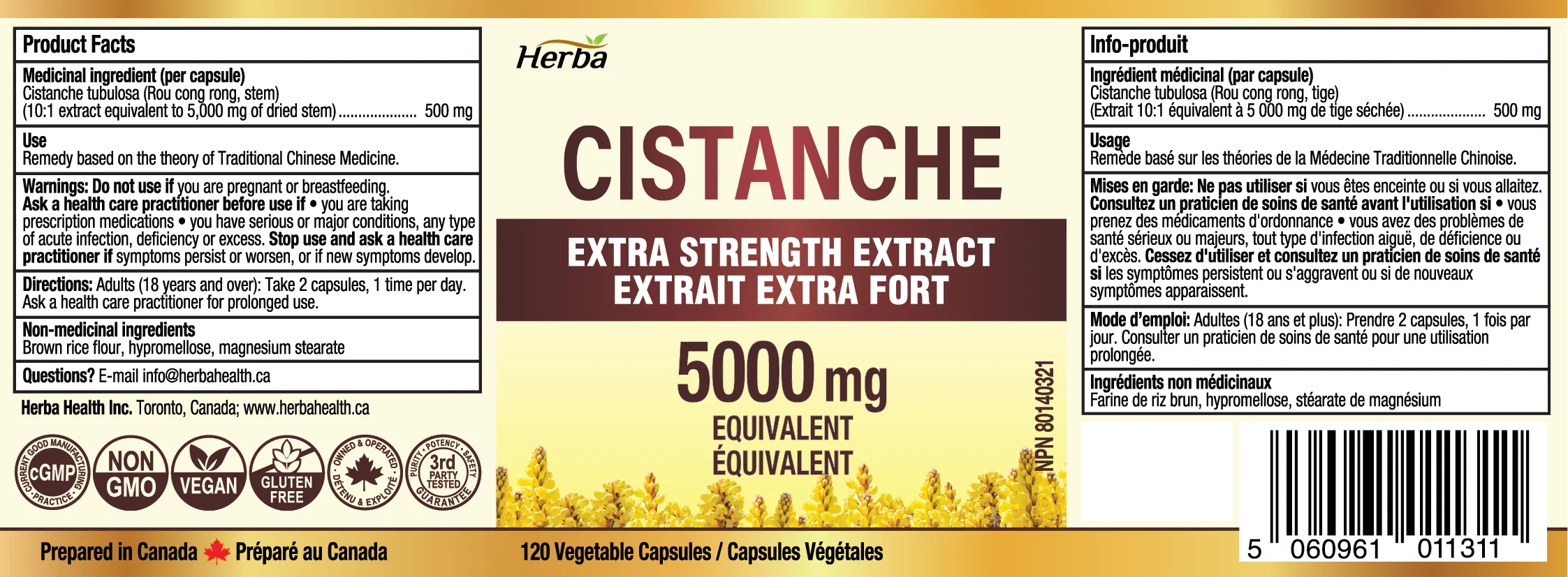 Cistanche Tubulosa Capsules – 120 Capsules | 5,000mg Equivalent | 10: 1 Extract | Made in Canada - Image 2