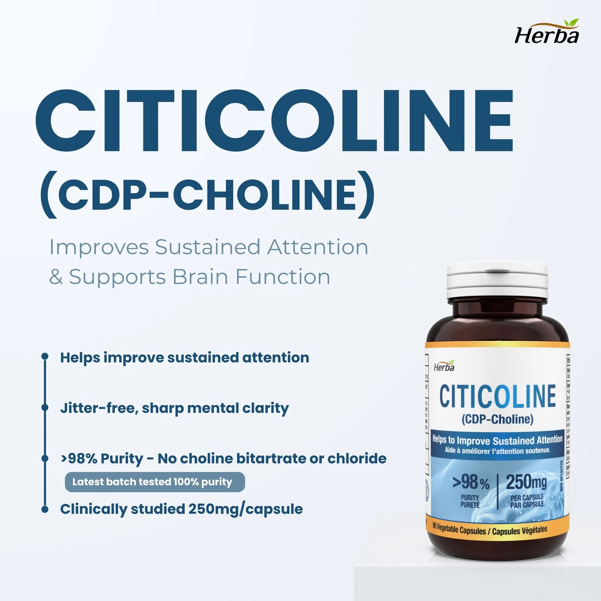 Citicoline Supplement 250mg – 90 Capsules | >98% Ultra Pure CDP Choline | Made in Canada - Image 9