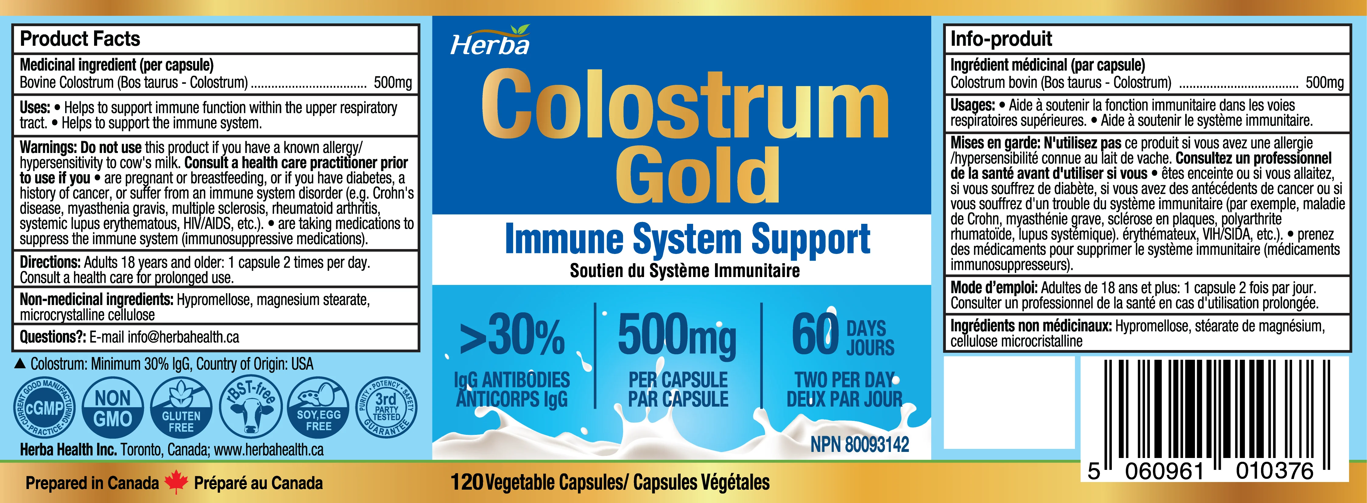 Bovine Colostrum Supplements 500mg - 120 Capsules | Rich in Lactoferrin and Immunoglobulins | 30% IgG - Image 2