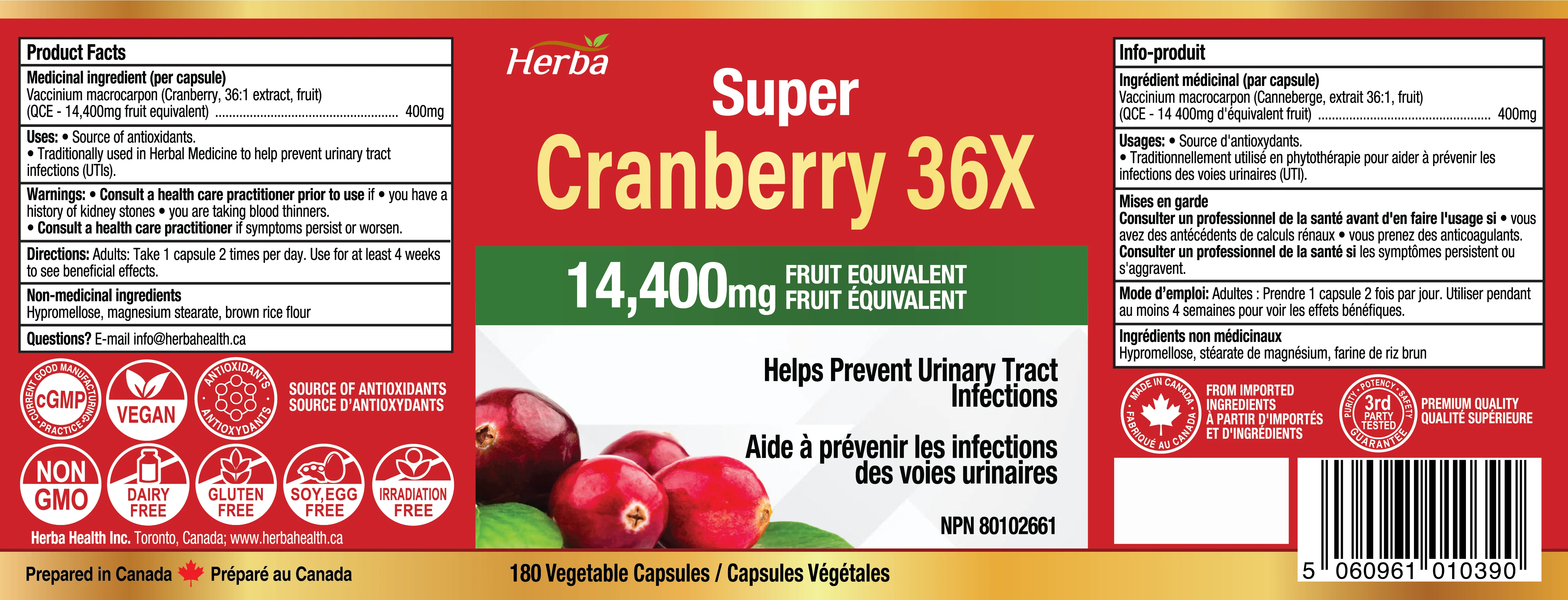 Cranberry Pills for Women and Men – 180 Cranberry Capsules | 28,800mg Per Day | 36:1 Concentration - Image 2