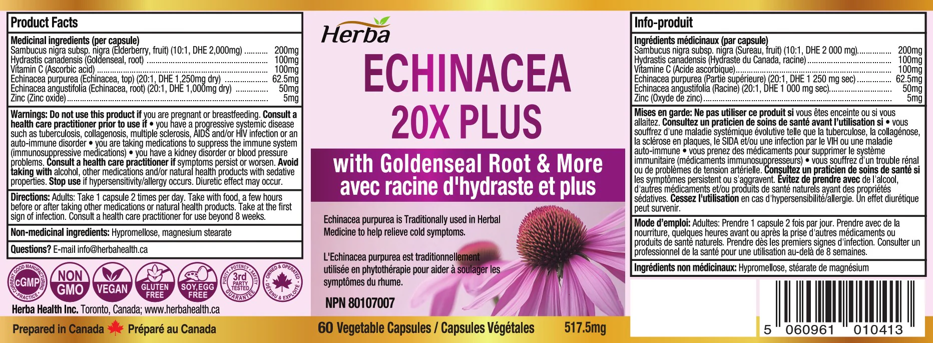 Echinacea Capsules – 60 Vegetable Capsules | 4500mg of Echinacea Per Day - Image 2