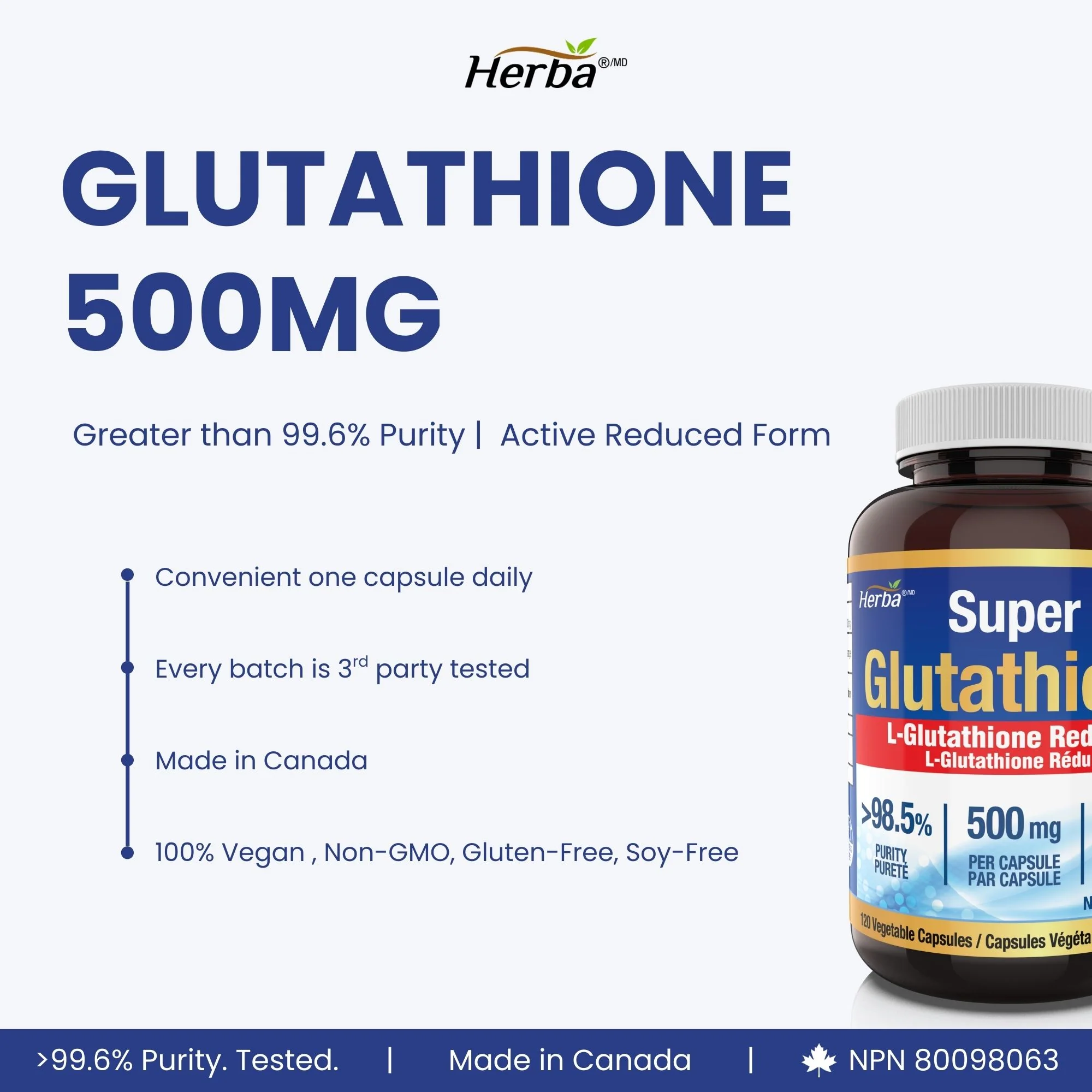 Glutathione Supplements 500mg, 120 Vegetable Capsules-L-Glutathione Reduced Active Form - Image 4
