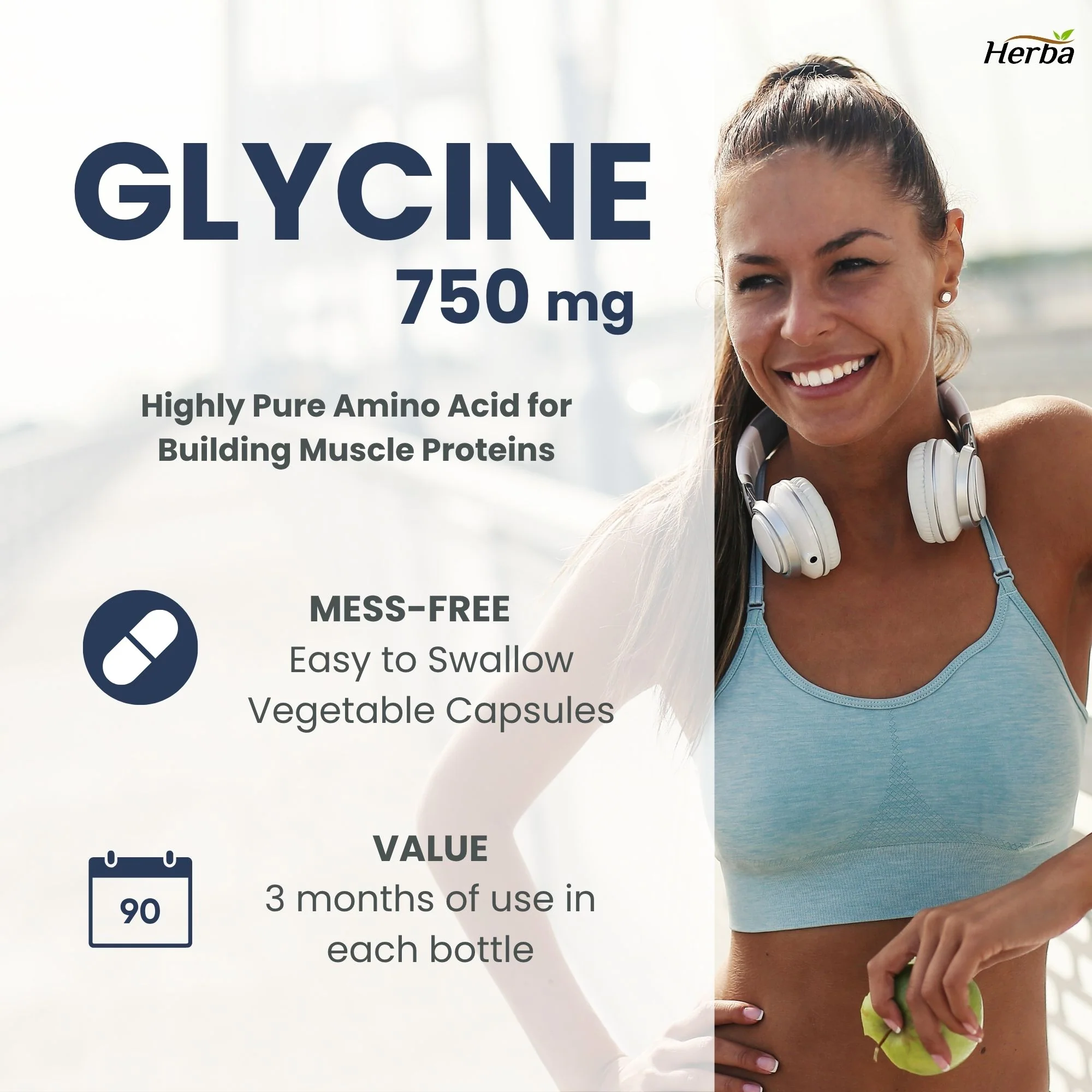 Glycine Supplement 750mg - 180 Capsules - >99% Ultra Pure Glycine Capsules | Made in Canada - Image 3