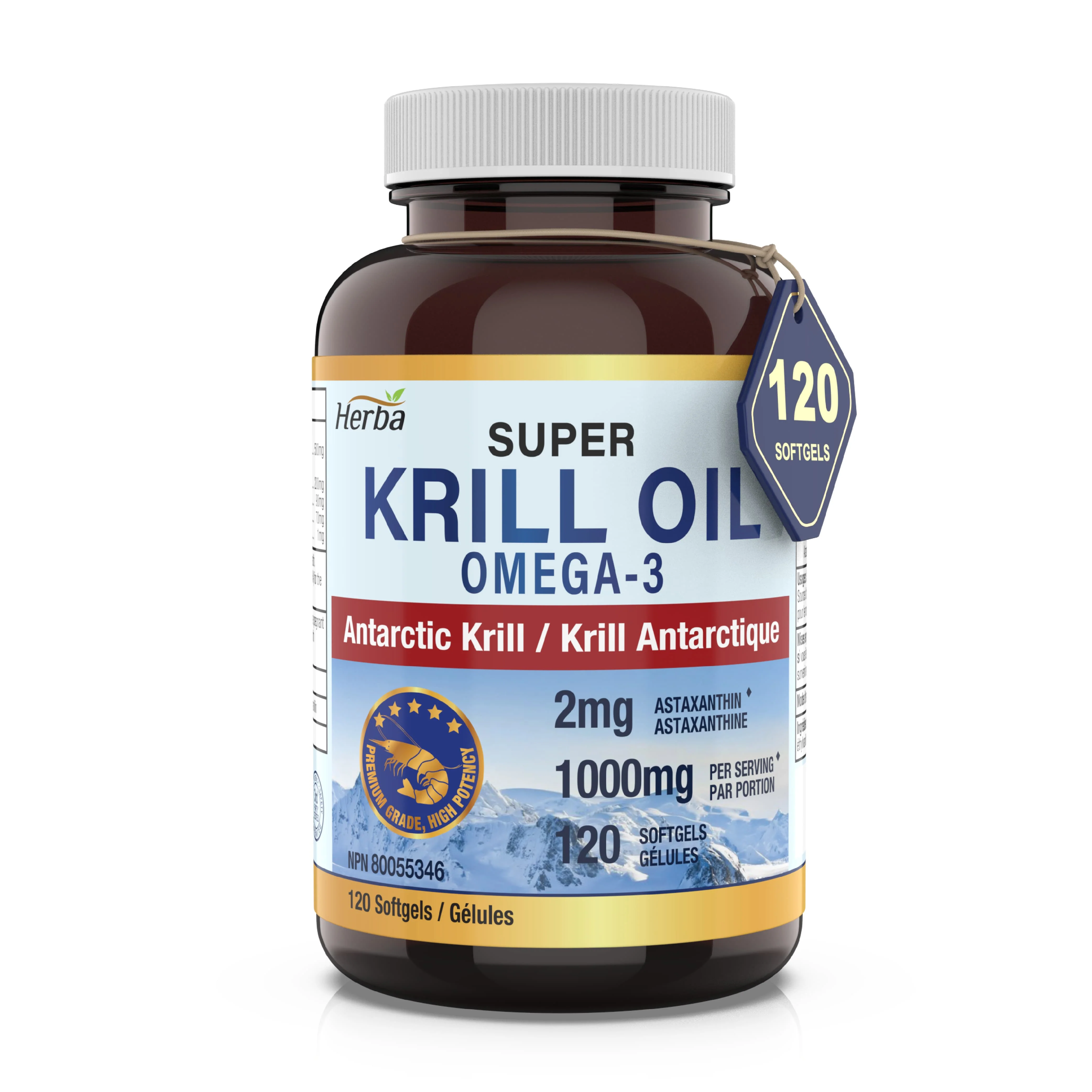 Antarctic Krill Oil 500mg - 120 Softgels | Made in Canada