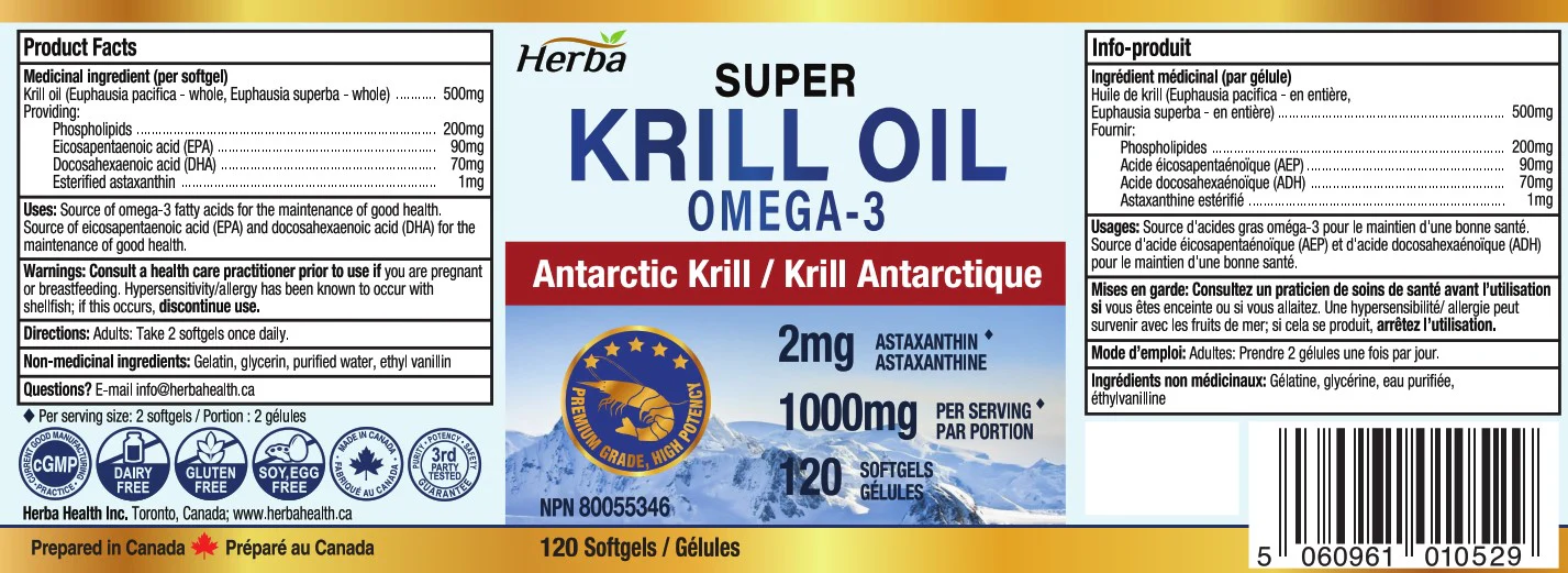 Antarctic Krill Oil 500mg - 120 Softgels | Made in Canada - Image 2
