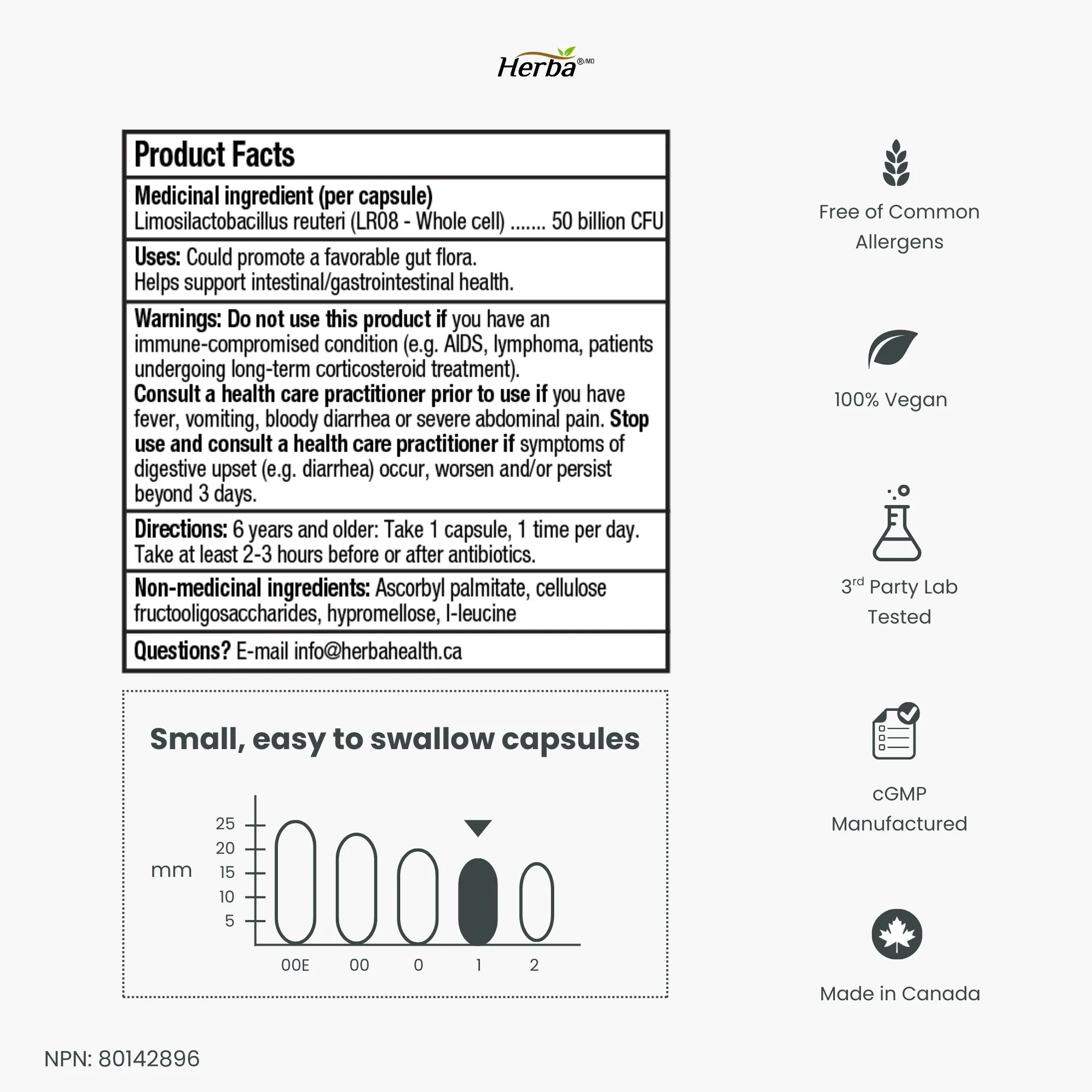 Lactobacillus Reuteri 50B CFU โ 60 DR Capsules | With Prebiotic FOS | Made in Canada - Image 9