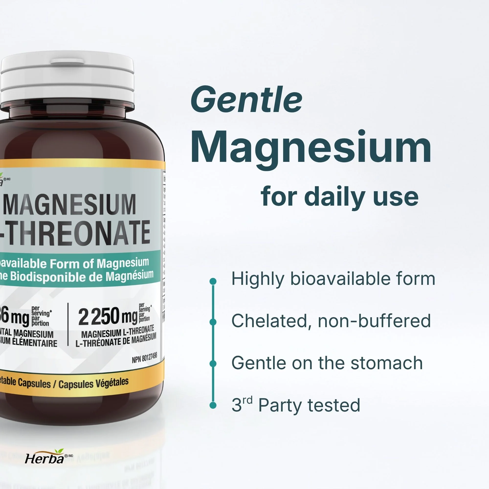 Magnesium L-Threonate Supplement – 186mg | Made in Canada | 180 Vegetable Capsules - Image 4