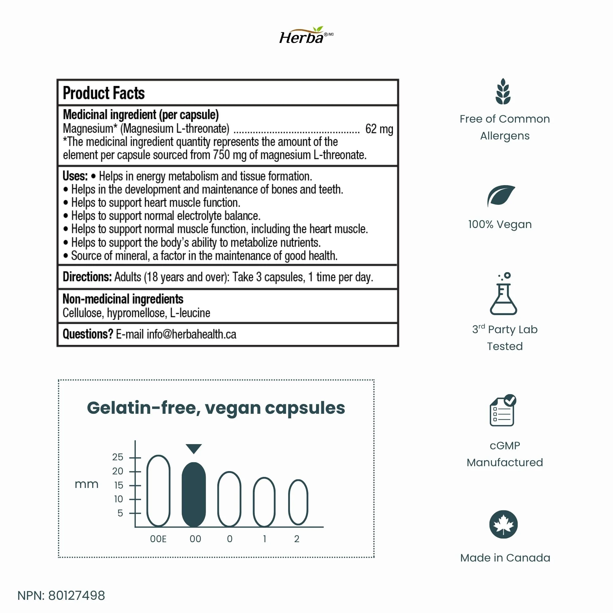 Magnesium L-Threonate Supplement – 186mg | Made in Canada | 180 Vegetable Capsules - Image 8
