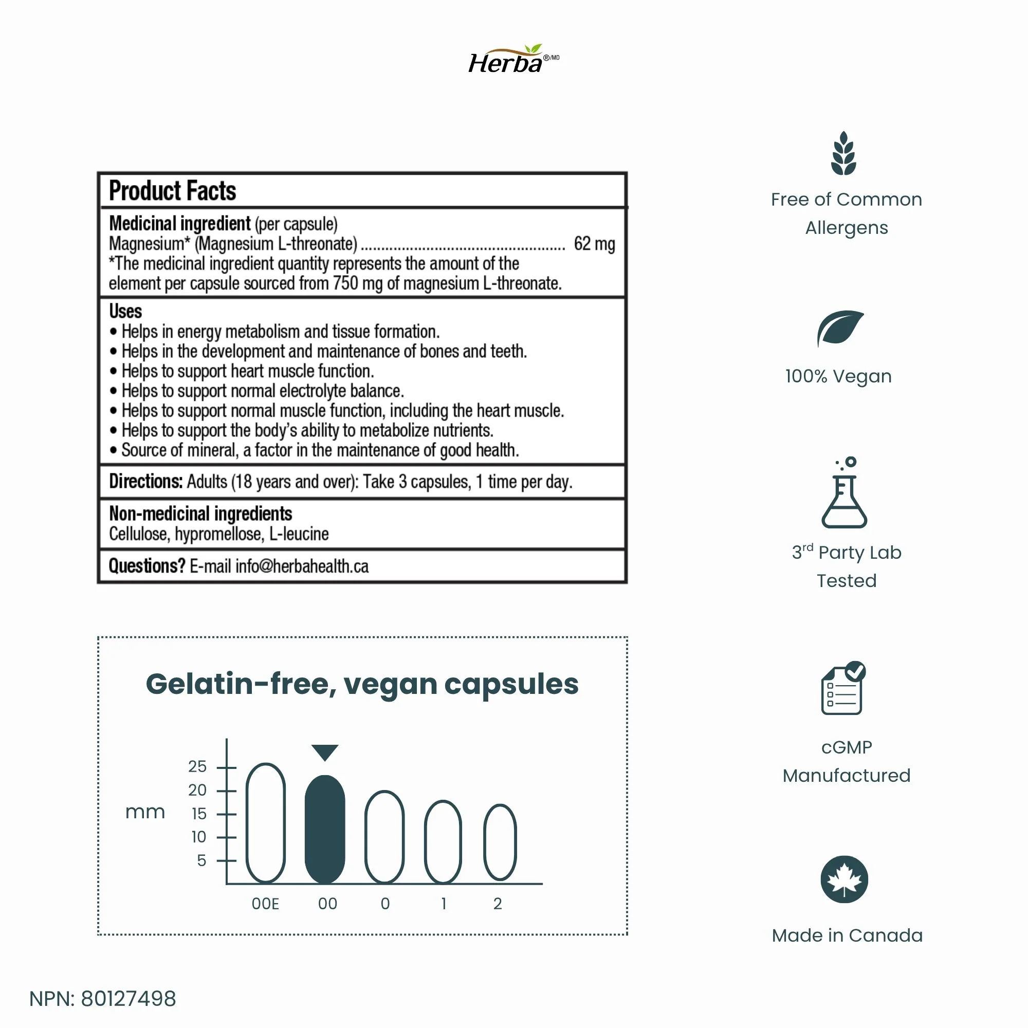 Magnesium L-Threonate Supplement – 186mg | Made in Canada | 90 Vegetable Capsules - Image 8