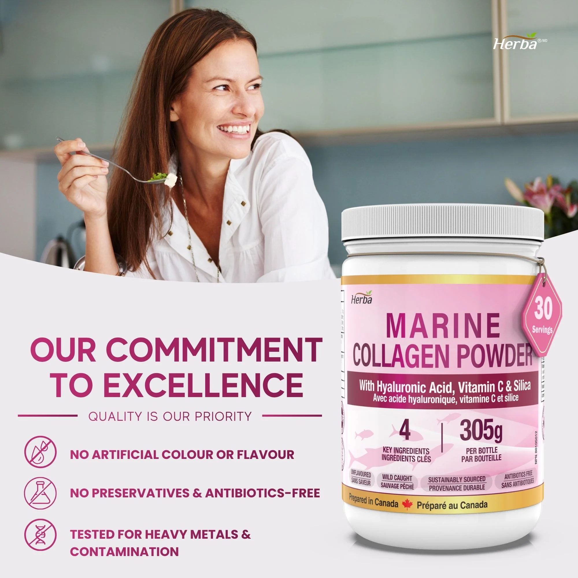 Marine Collagen Powder with Hyaluronic Acid, Silica, and Vitamin C – 305g | Made in Canada - Image 9