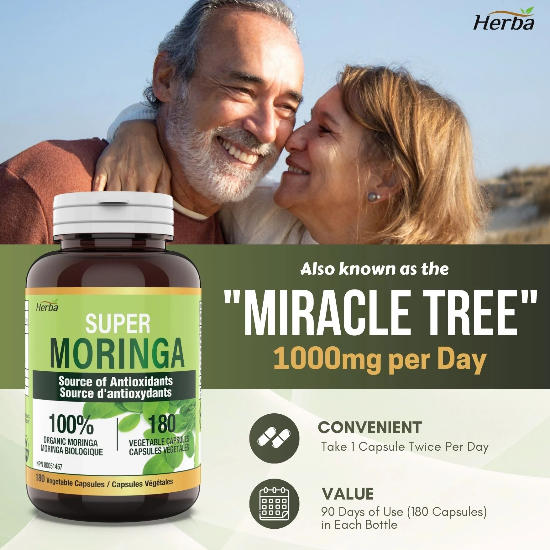 Organic Moringa Leaf Capsules - 180 Vegetable Capsules | 1000mg Per Day - Image 6
