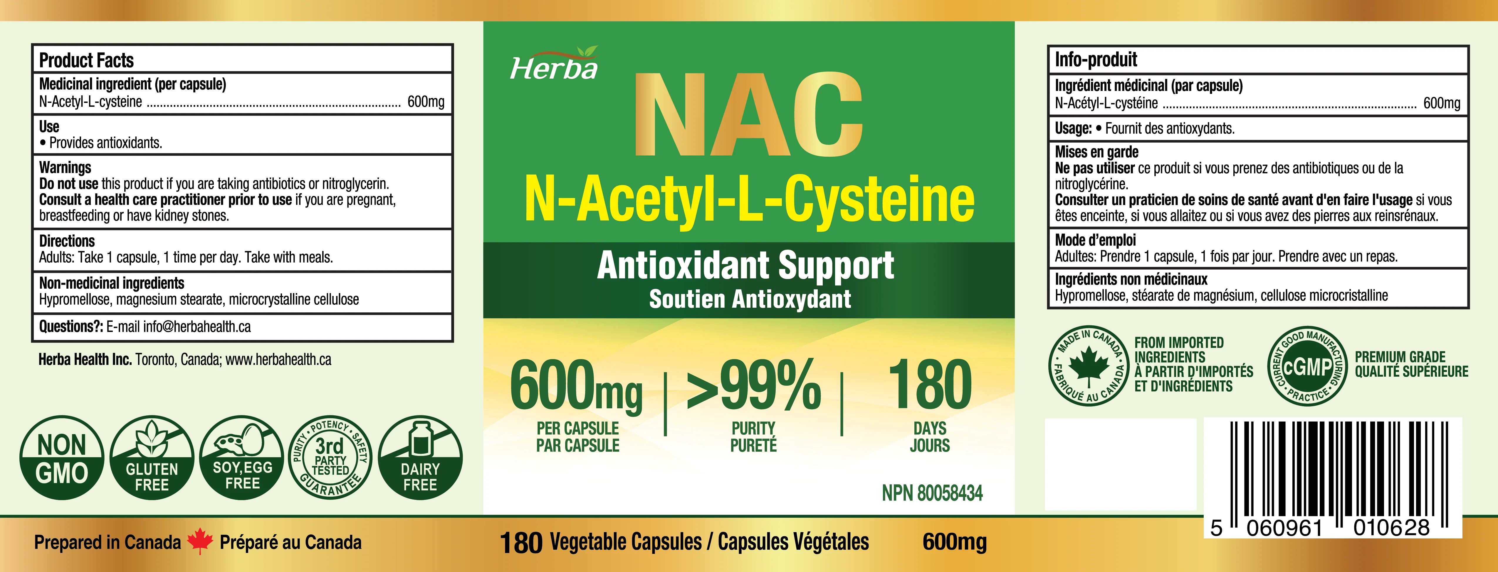 NAC Supplement 600 mg - 180 Capsules | N-Acetyl-L-Cysteine - Image 2
