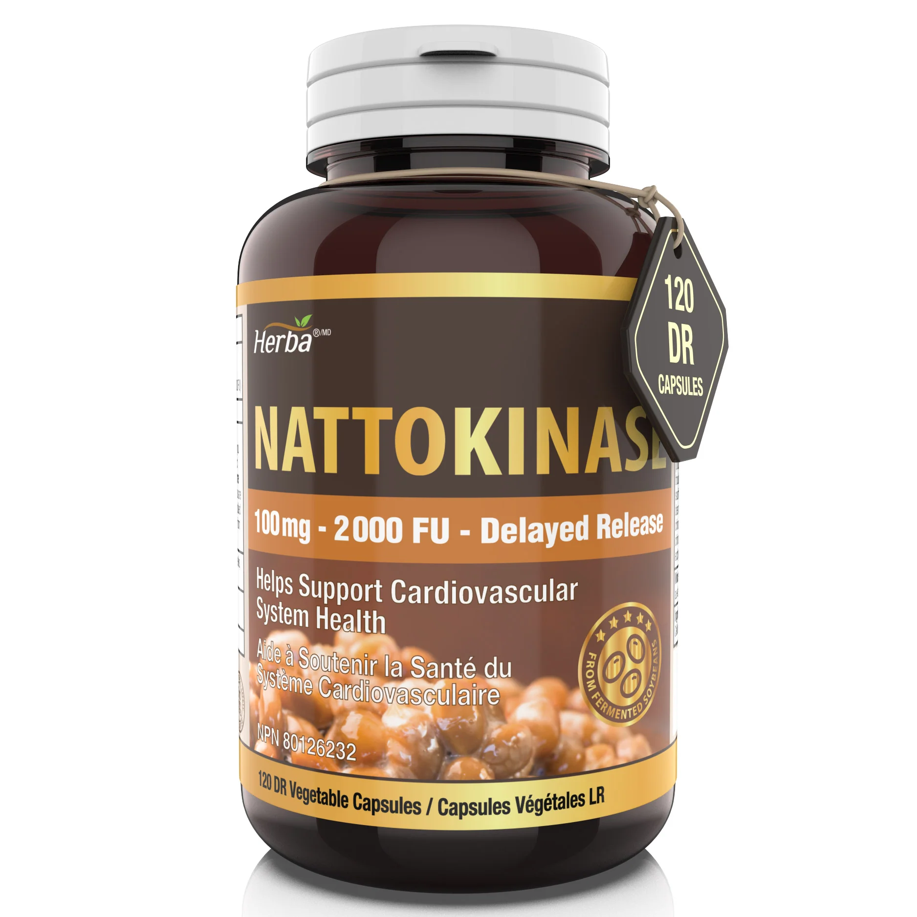 Nattokinase Supplement 2000 FU – 100mg, 120 Delayed Release Capsules