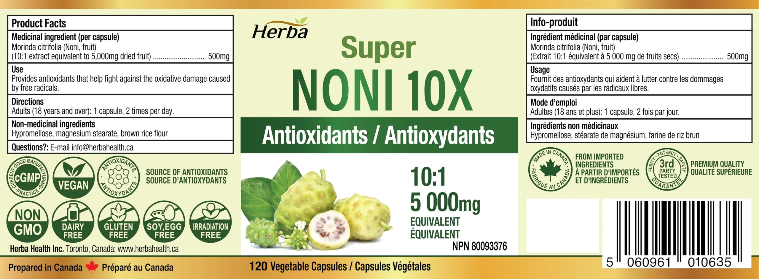 Natural Noni Capsules 10X - 120 Vegan Capsules | 10,000mg Per Day | 10:1 Concentration - Image 2