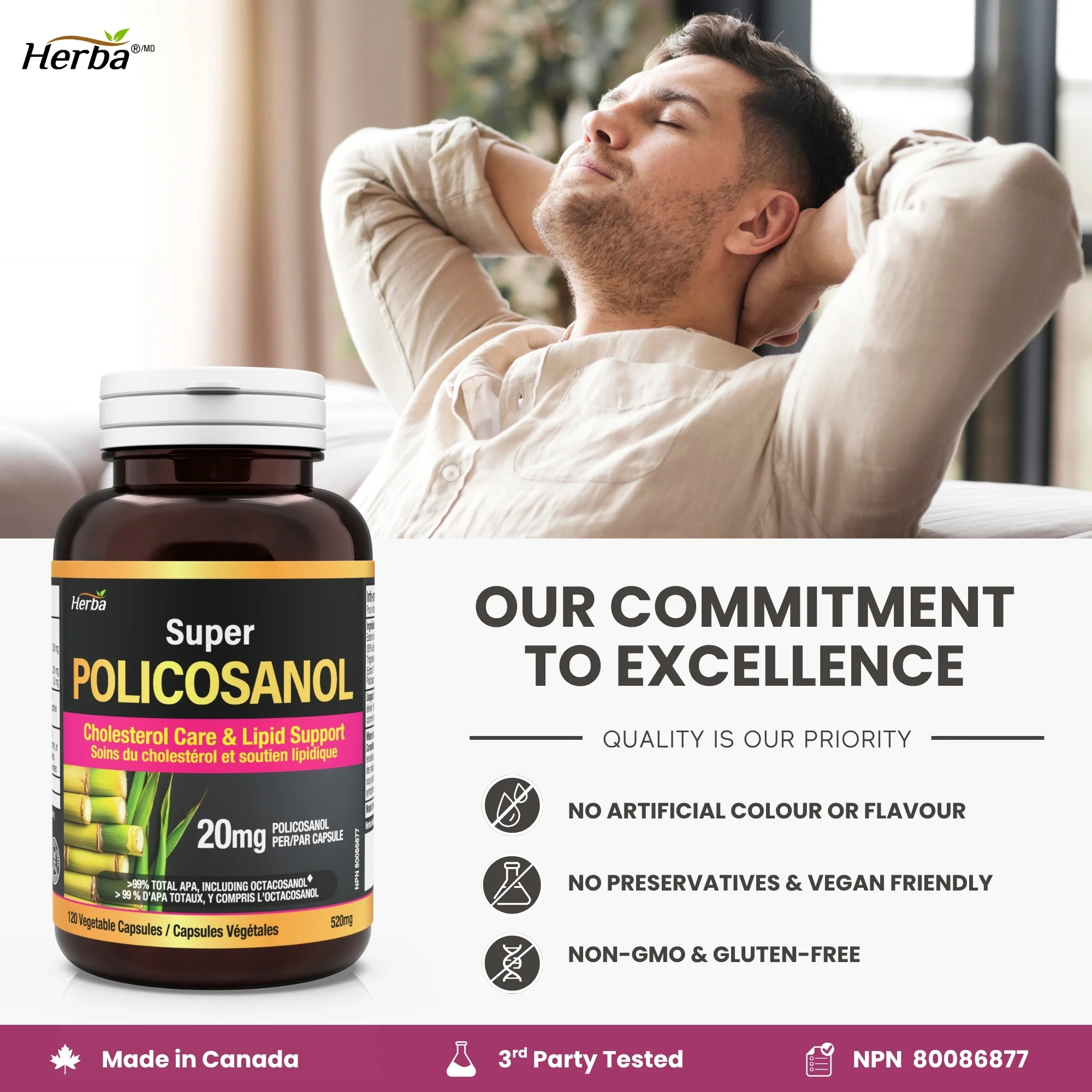 Policosanol 20mg with Fenugreek and Plant Sterol Esters - 120 Vegetable Capsules - Image 10