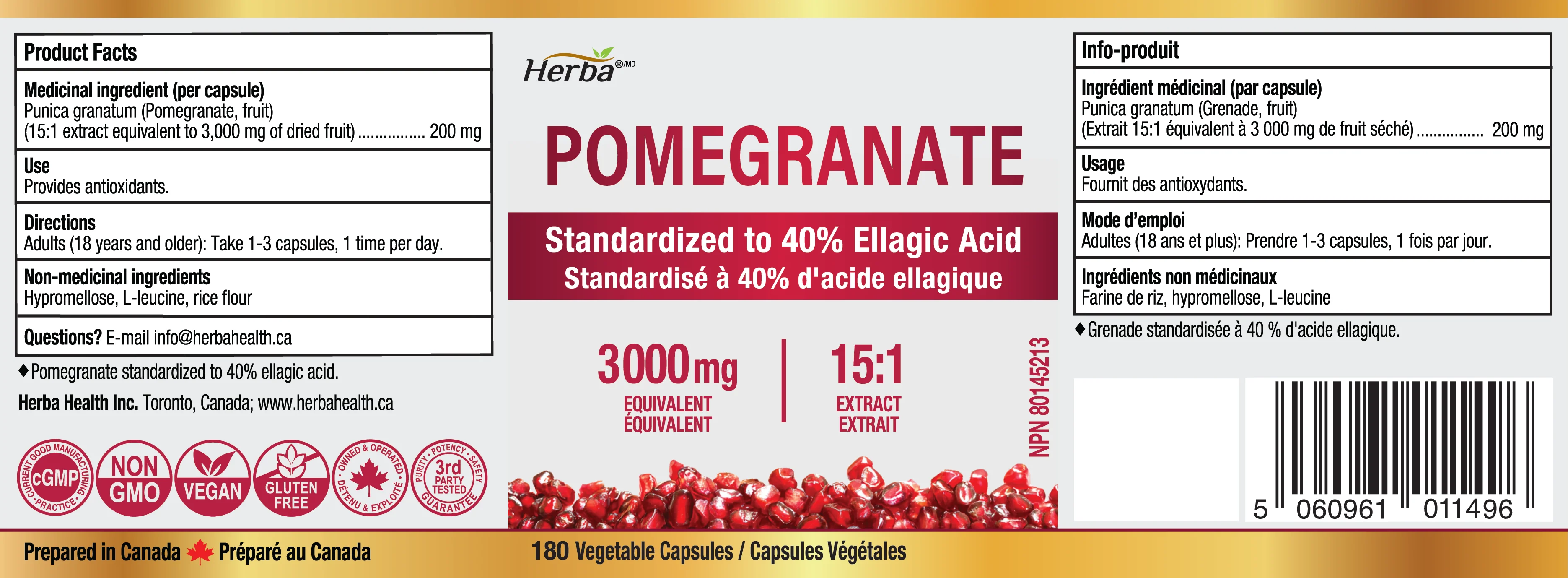 Pomegranate Supplement 3000mg – 180 Capsules | 40% Ellagic Acid | Made in Canada - Image 2