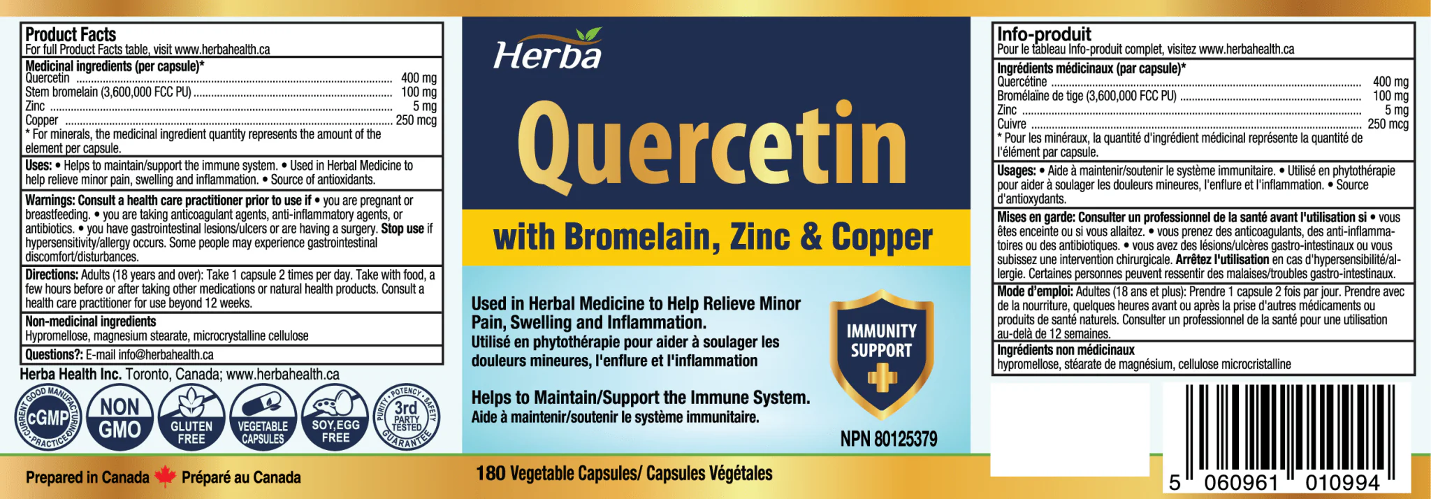 Quercetin with Bromelain, Zinc & Copper - 180 Capsules - Image 2
