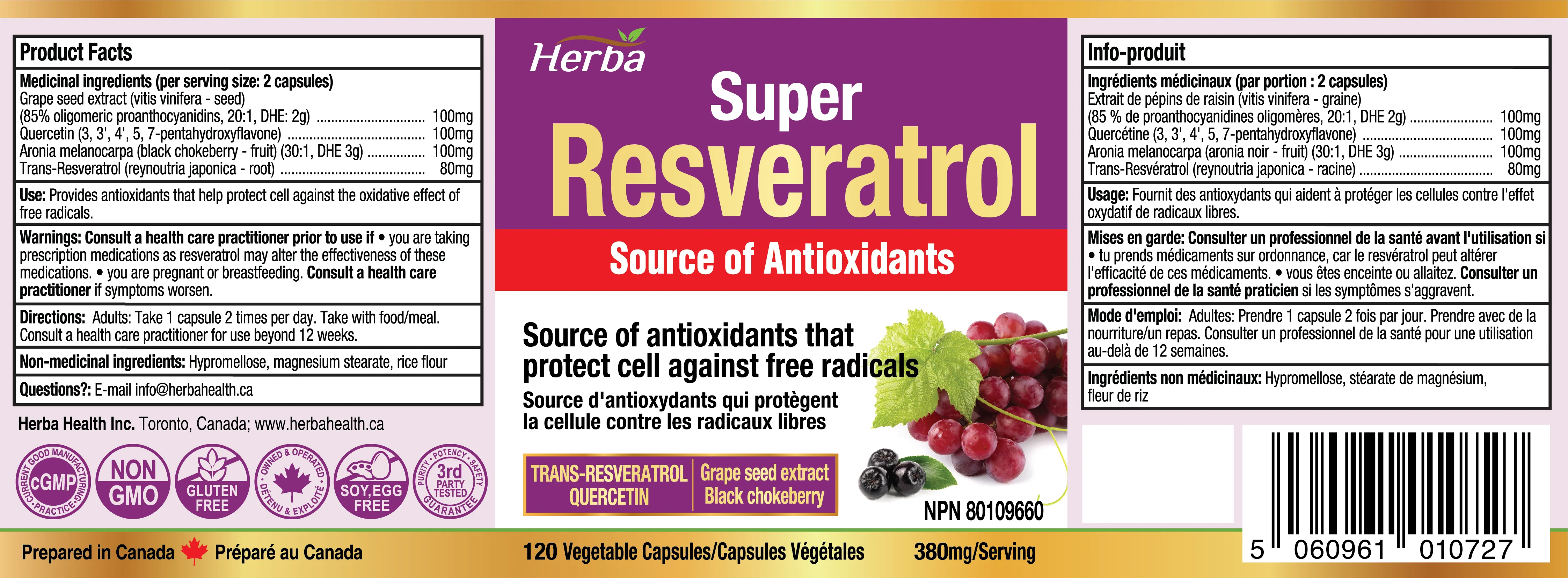 Resveratrol Supplement - 120 Capsules | Trans-Resveratrol with Echinacea, Quercetin, Grape Seed Extract, and Aronia - Image 2