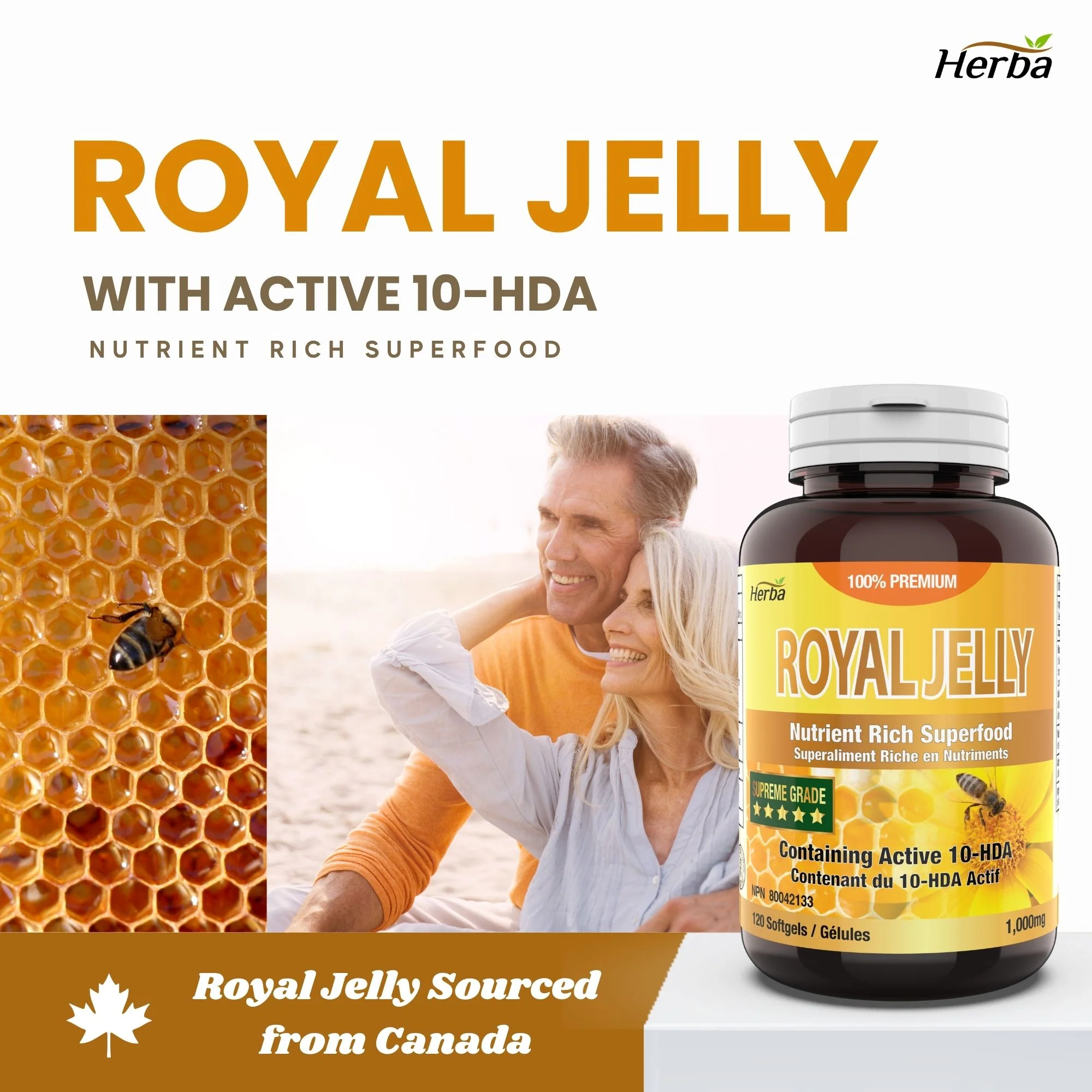 Royal Jelly Capsules 1000mg - 120 Softgels | Made in Canada - Image 3