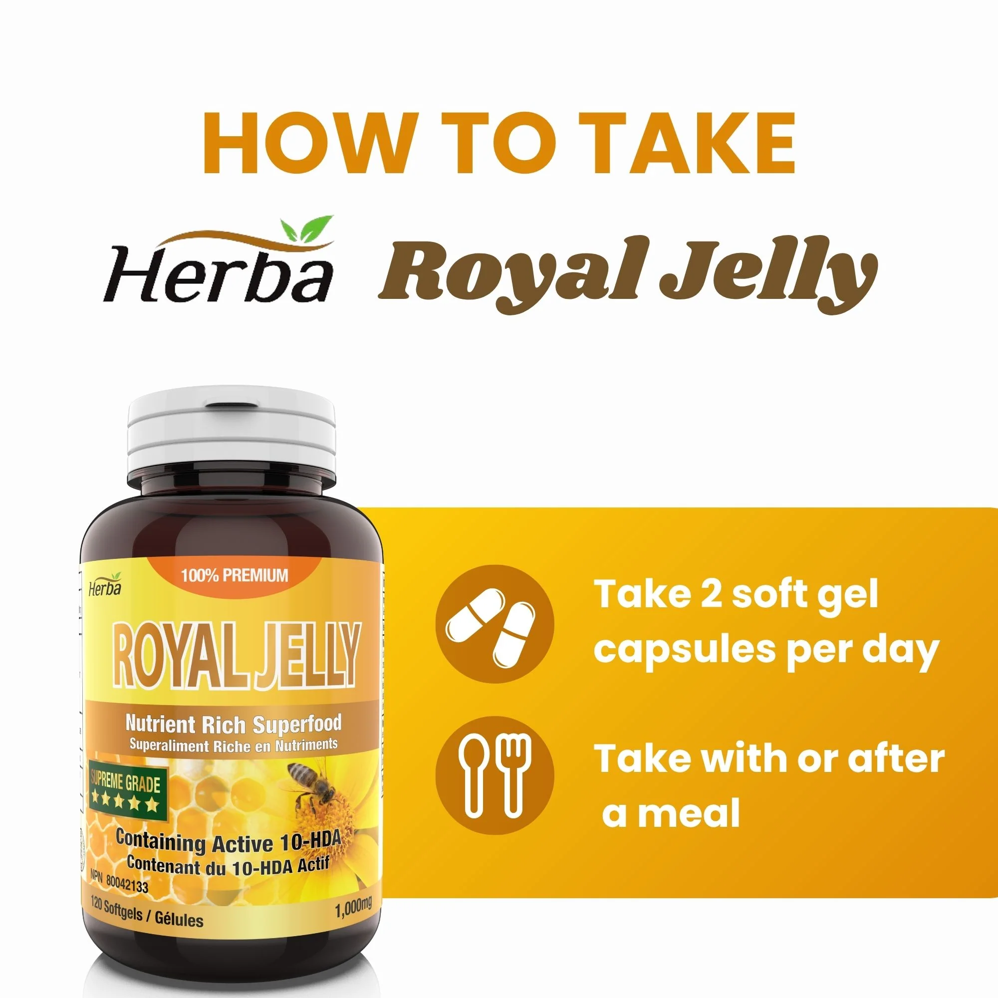 Royal Jelly Capsules 1000mg - 120 Softgels | Made in Canada - Image 5