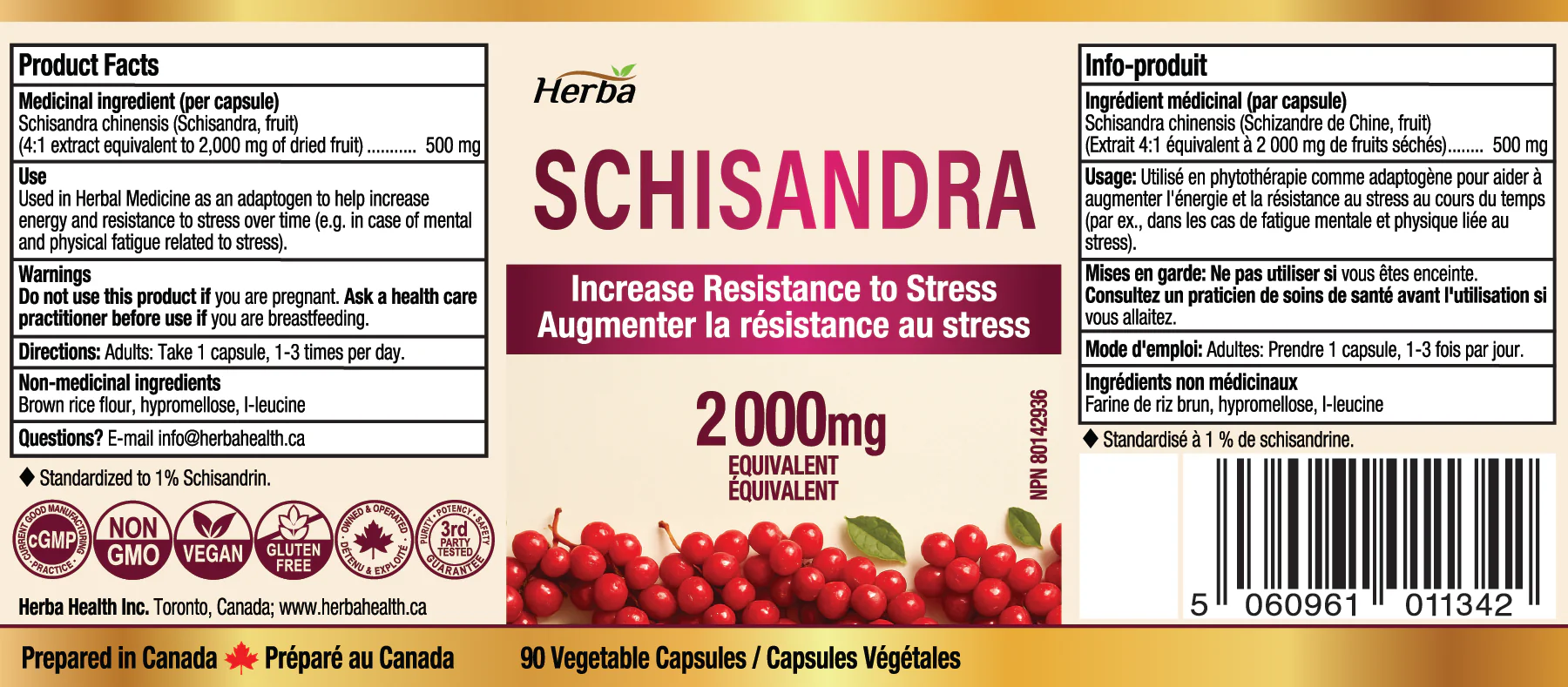 Schisandra Supplement – 90 Capsules | 4:1 Extract – 2,000mg Equivalent Schisandra Berry | Made in Canada - Image 2