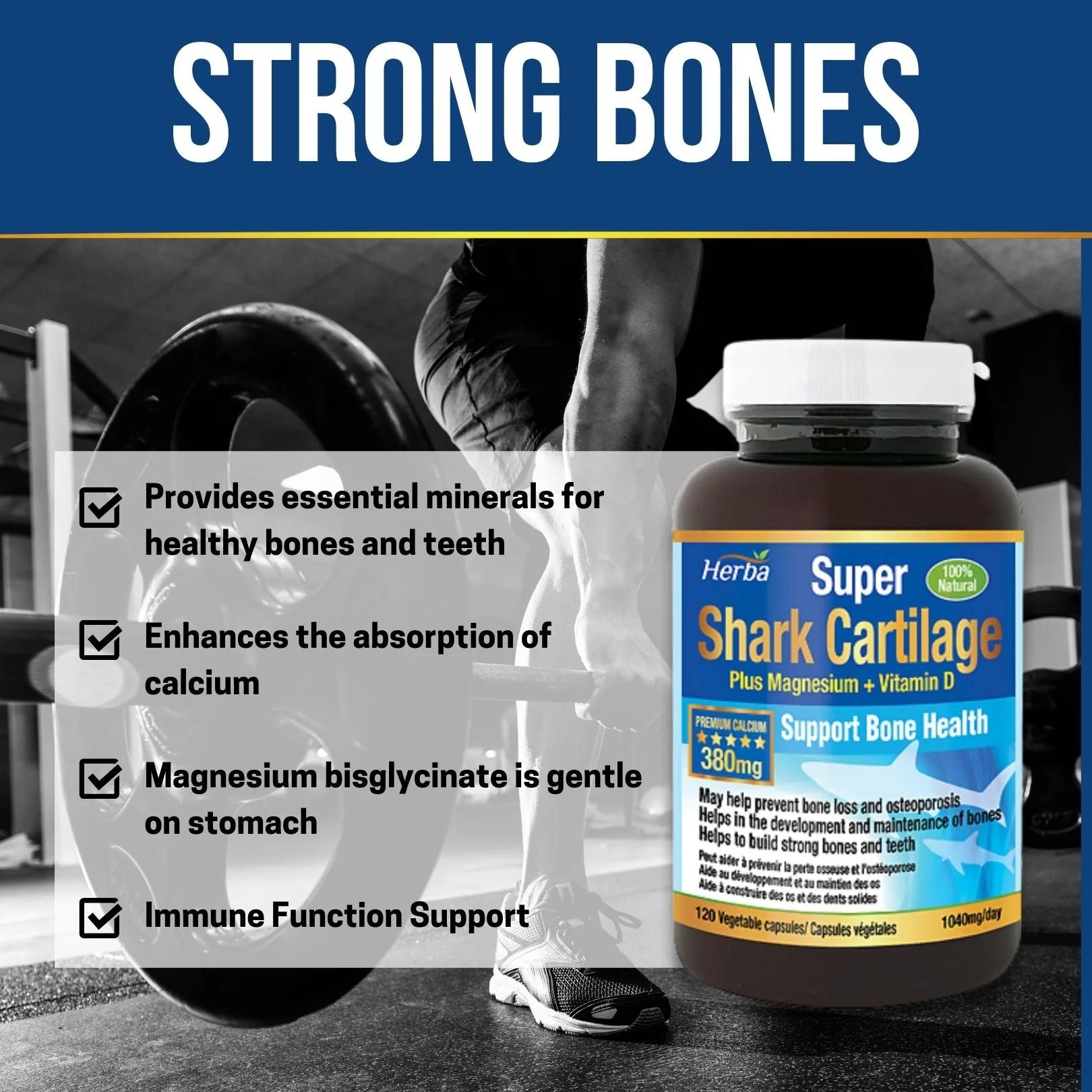 Shark Cartilage Capsules - 120 Capsules | 1,500mg Per Day | Shark Cartilage Supplement for Joints with Magnesium and Vitamin D3 - Image 5