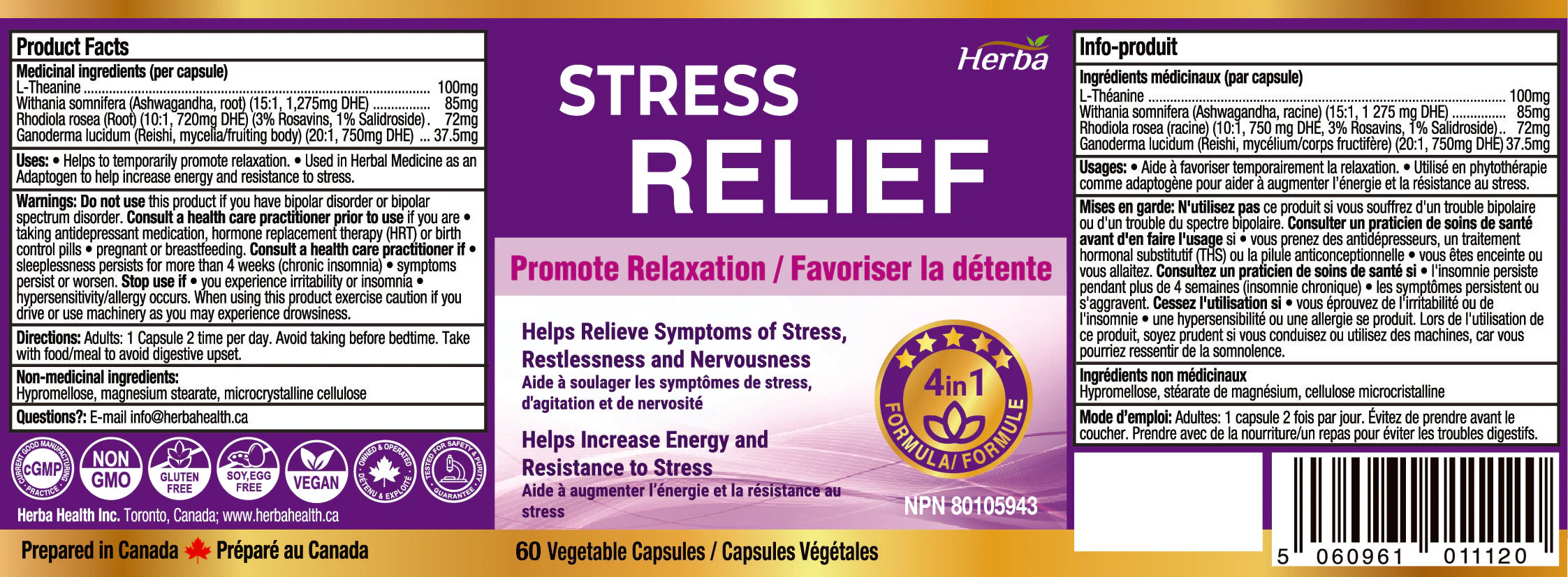Natural Stress and Sleep Aids for Adult - Melatonin Free - 60 Capsules - Image 2