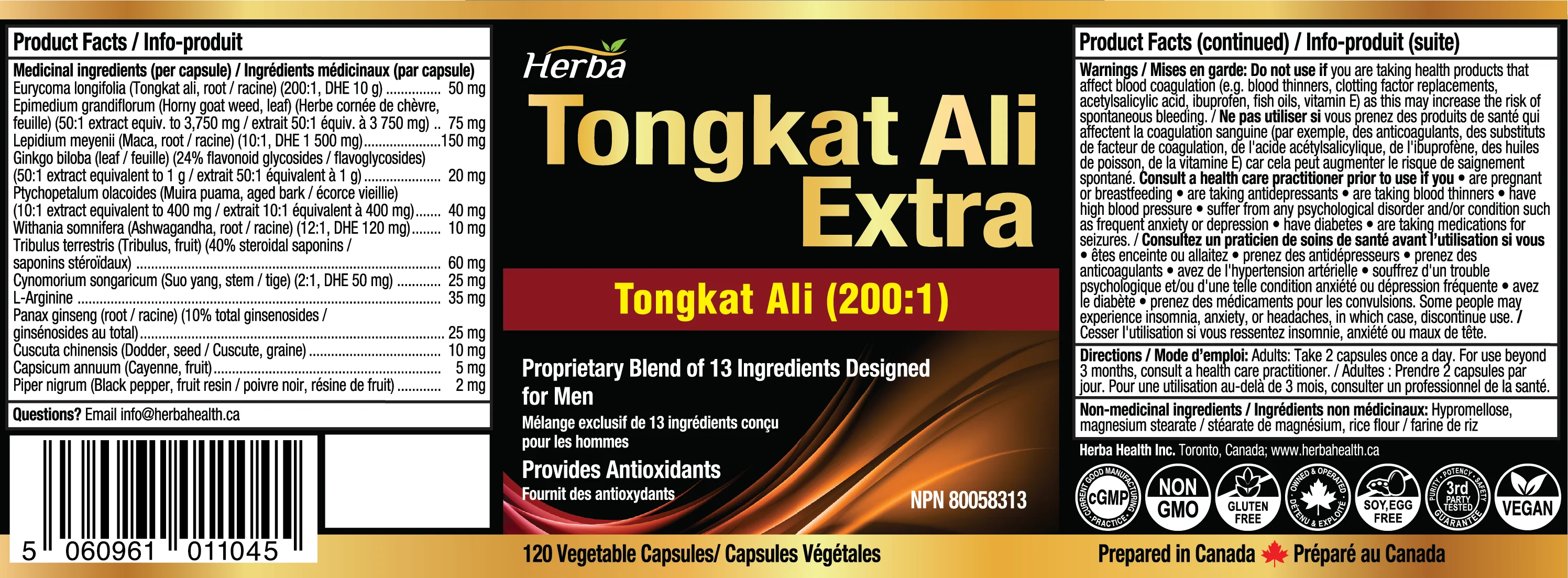 Tongkat Ali Supplement 200:1 - Made in Canada | 120 Capsules | Proprietary Blend including 10,000mg Equivalent of Tongkat Ali Extract - Image 2