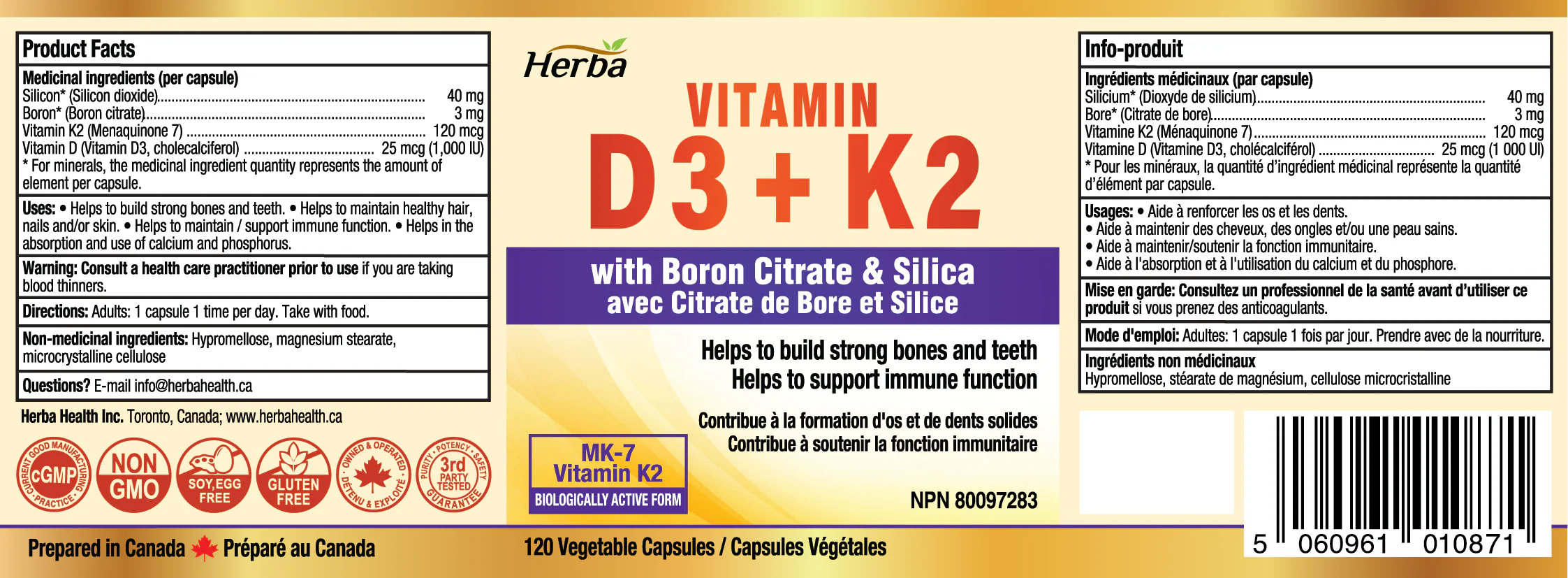 Vitamin D3 + K2 with Boron Supplement - 120 Vegetable Capsules | Vitamin K2 MK-7 and Vitamin D3 1000 IU - Image 2