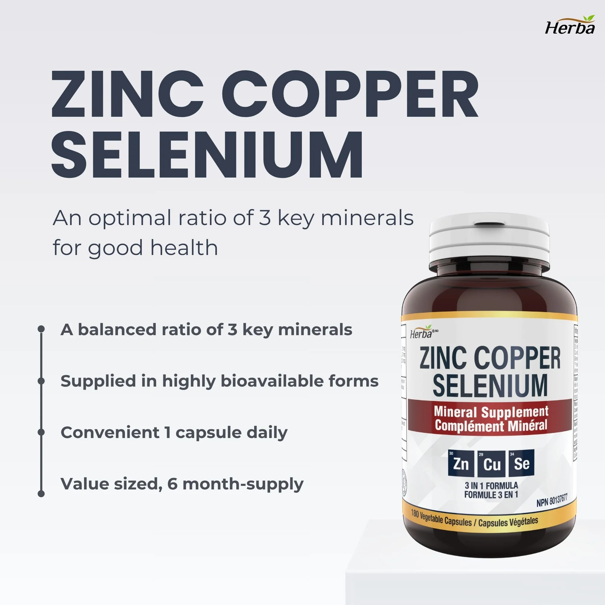 Zinc Copper Selenium Supplement - 180 Capsules | Made in Canada - Image 3