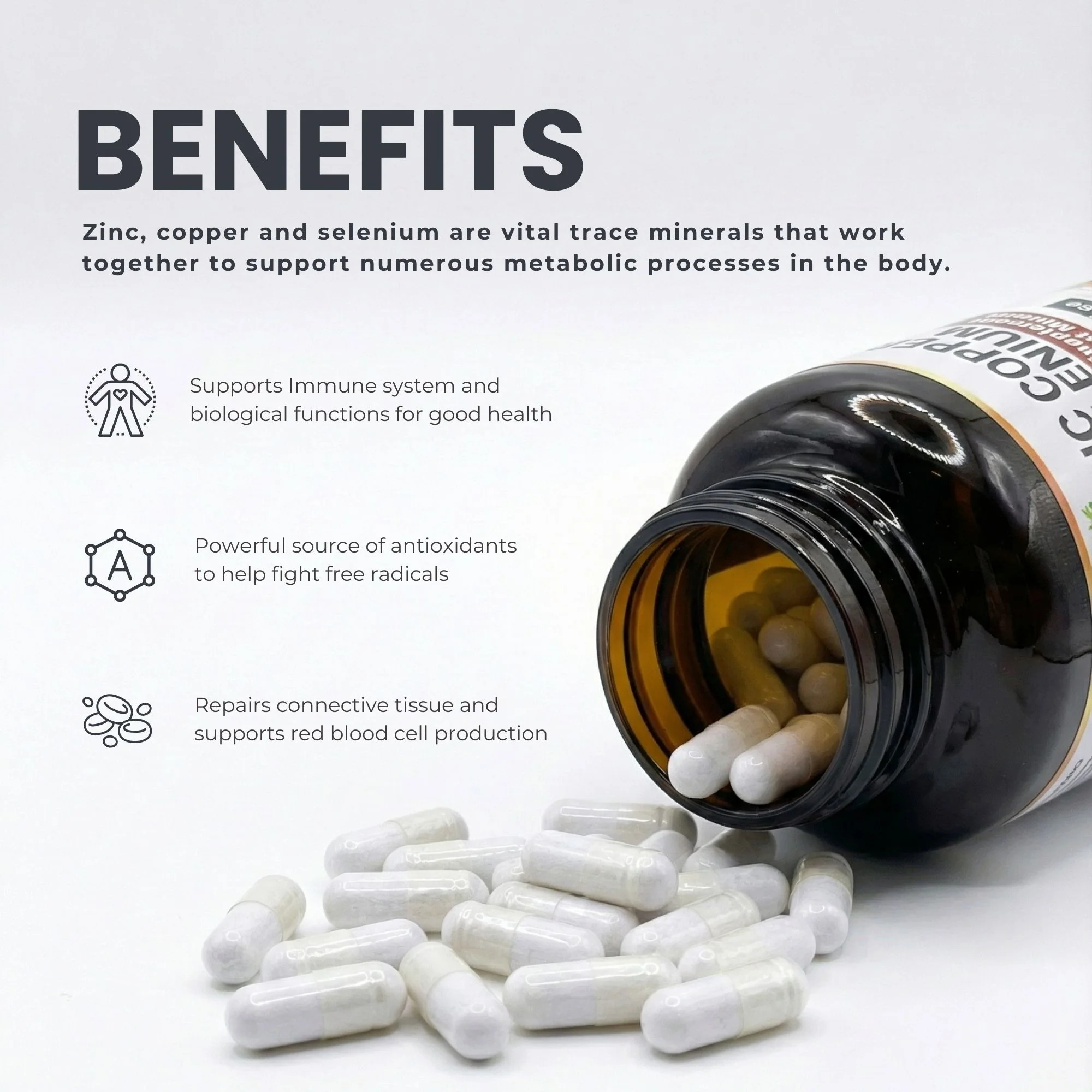 Zinc Copper Selenium Supplement - 180 Capsules | Made in Canada - Image 4